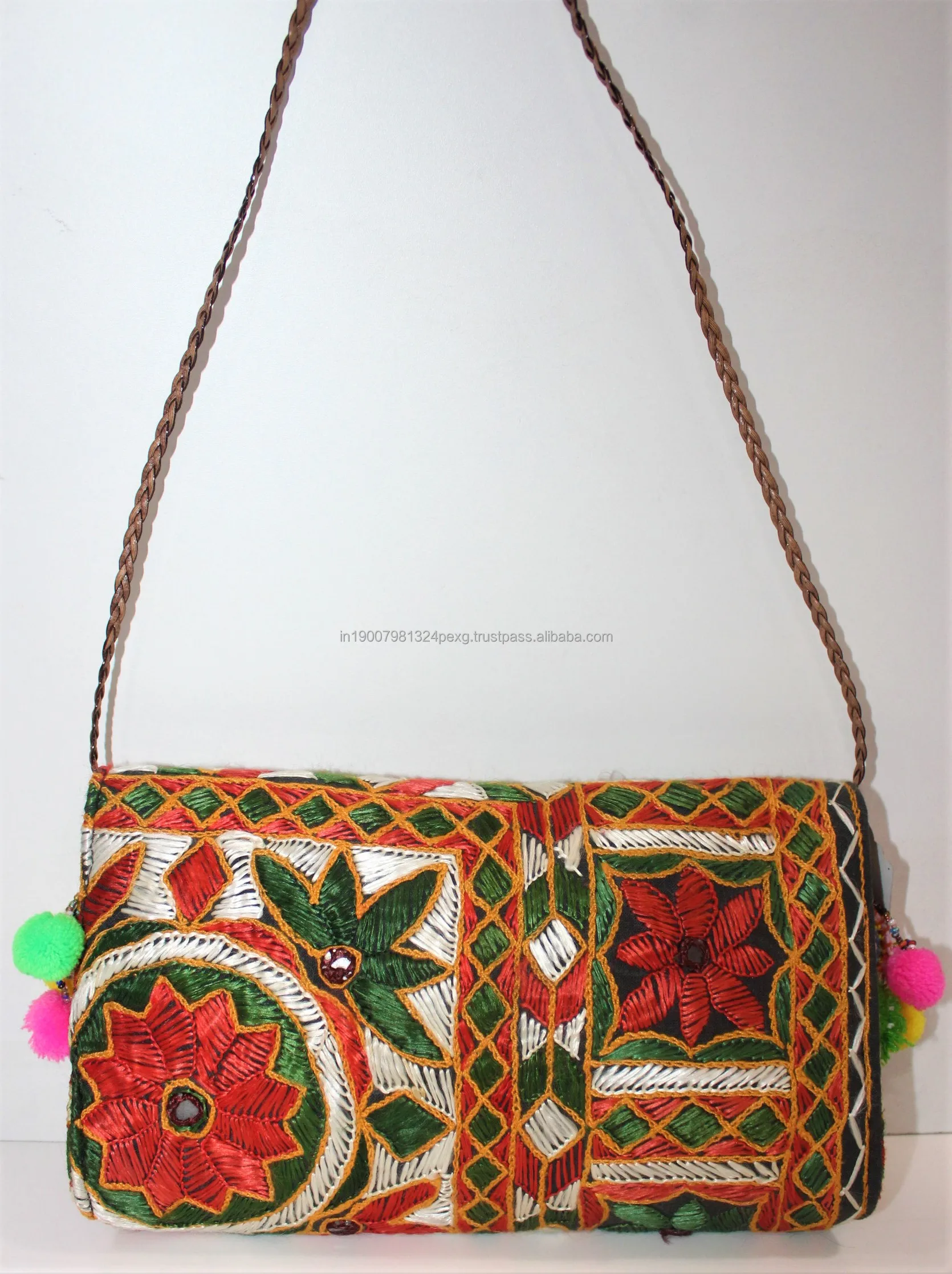 Indian Vintage Handmade Boho Beautiful Mirror Clutch Bag