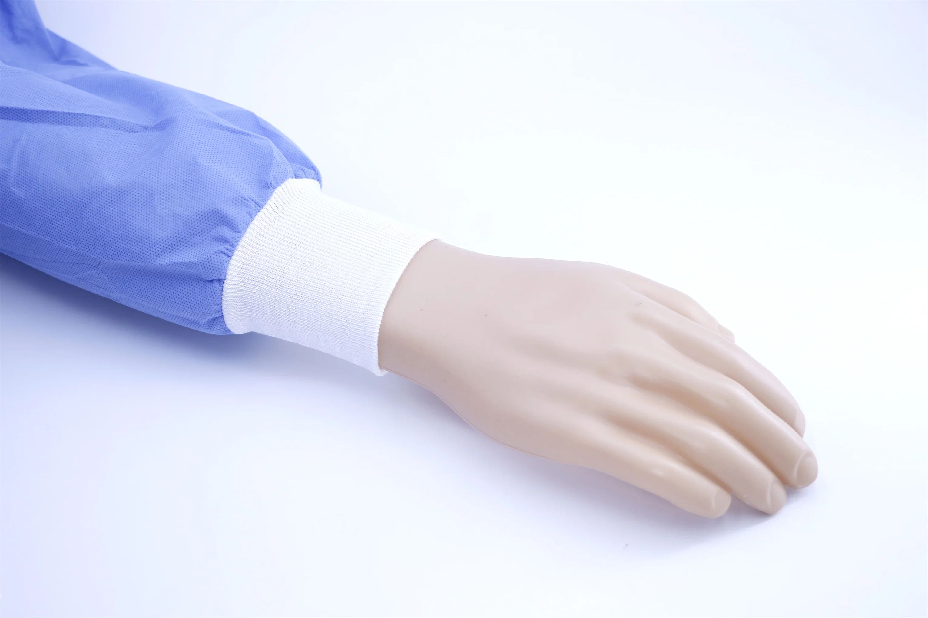 Disposable White Flat Non-Woven Rib Knit Cuff Surgical Gown with Knitted Cuffs from Vietnam Medical Product
