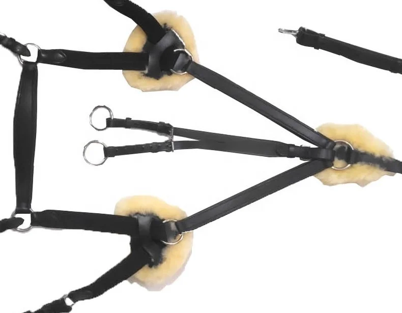 Portable Top Quality Genuine Leather Horse 5 Way Martingale Made of Good Quality  DD Leather with Original Sheep Wool Padding