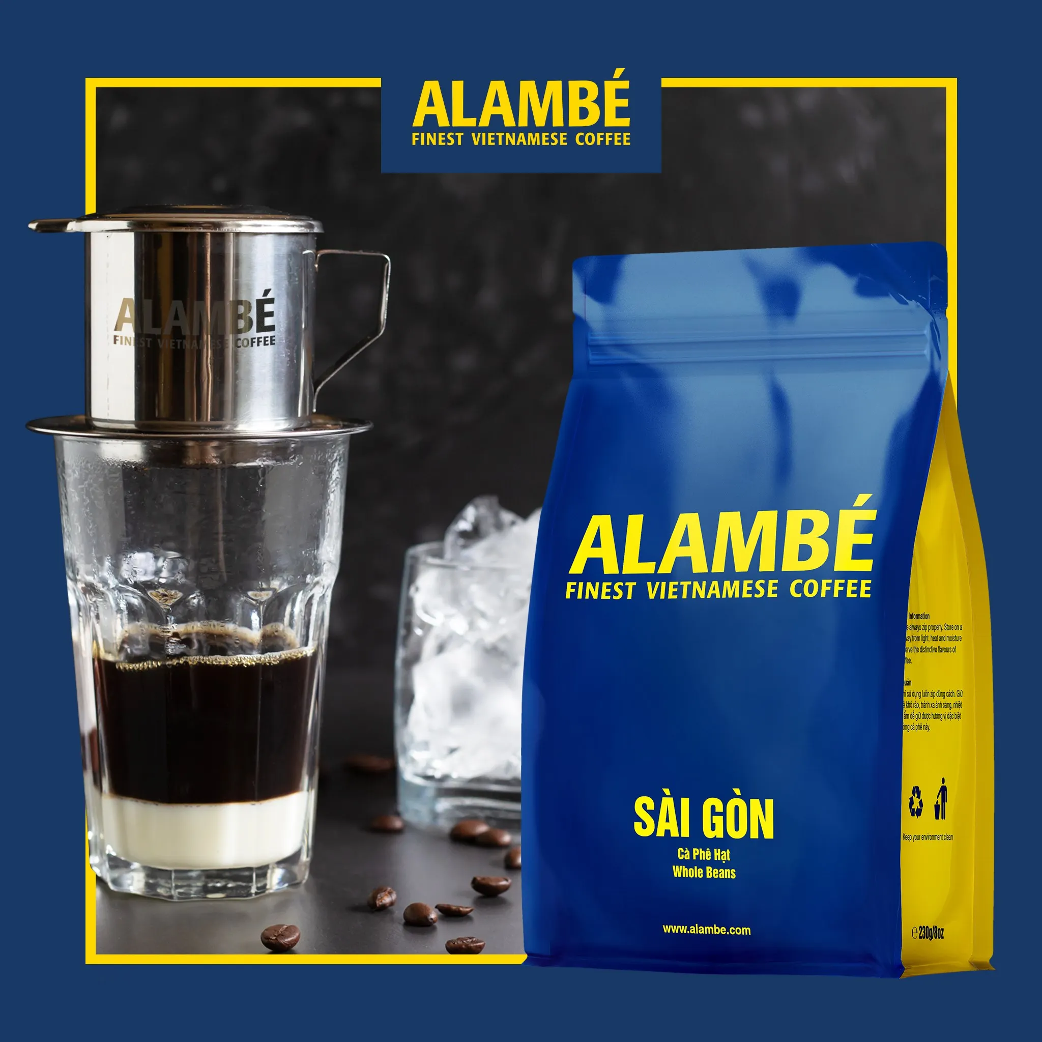 Cheap Price Alambe Sai Gon Whole Bean Coffee Morning Drink French Roasted Pure Arabica & Robusta For Vietnamese Coffee Phin