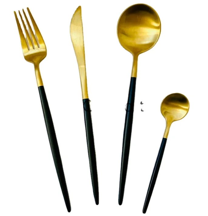 Black & Brass Gold Luxury Spoons & Cutlery Flatware Dinnerware Hotelware Serving Luxury Cutlery
