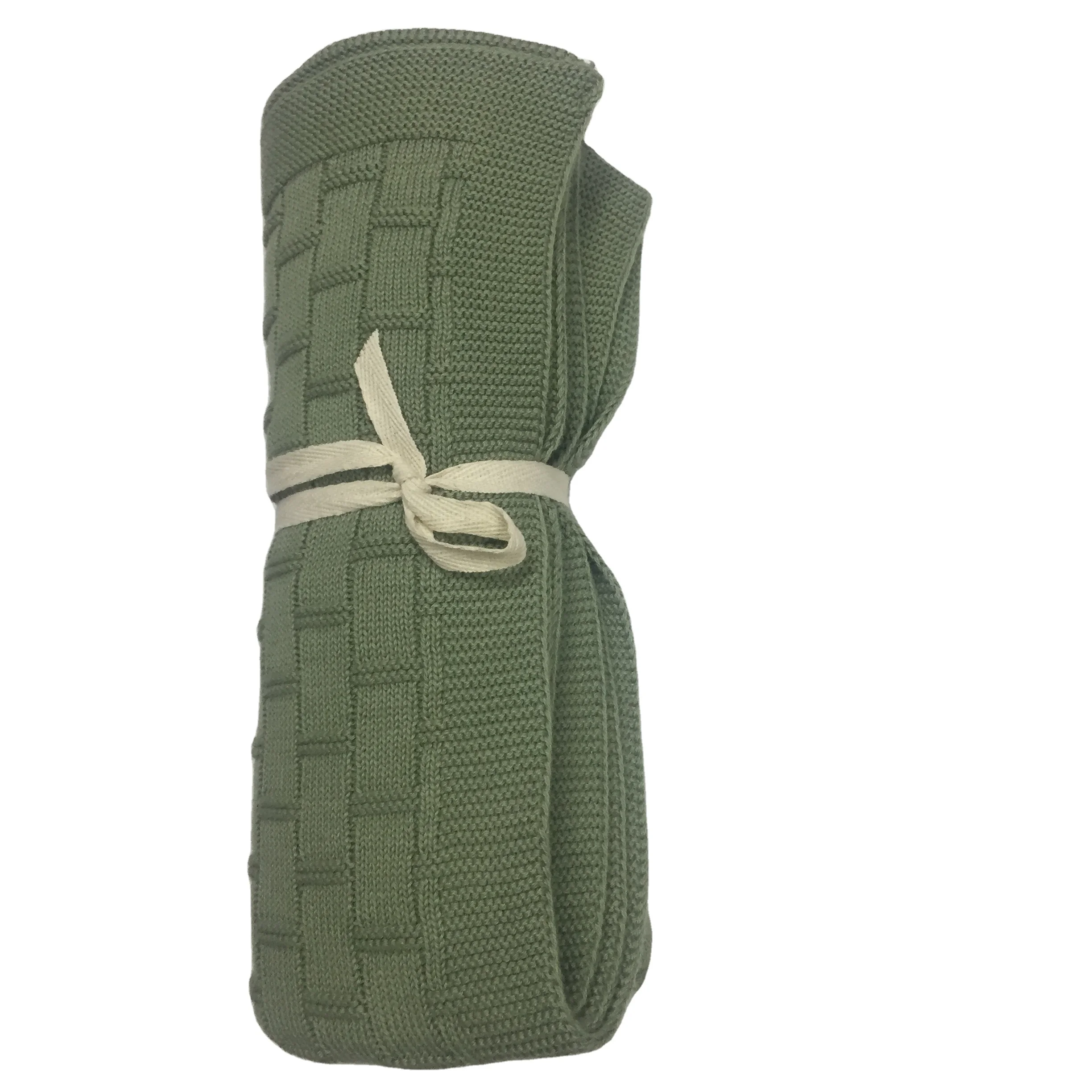 High quality Customized 100% Organic cotton knitted Blankets/ Throws