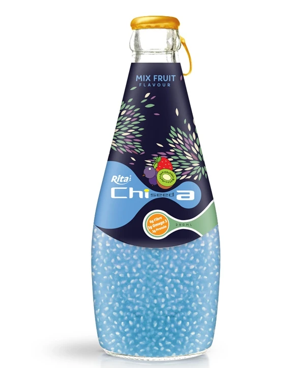 Rita 290ml Glass Bottle Private Label Mixed Fruit Flavor Sweet Tropical Chia Seed Drink