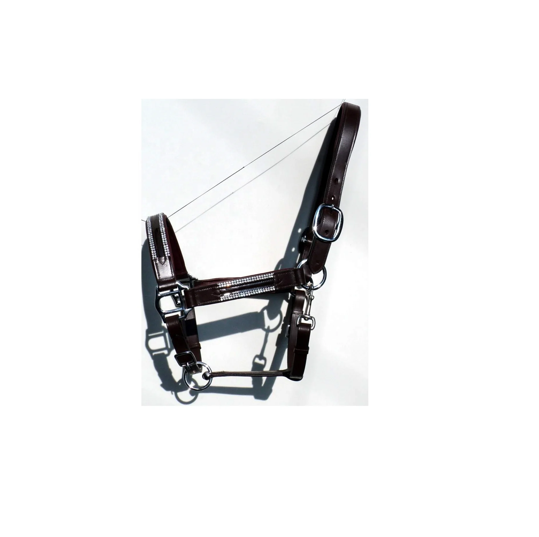Classic Halter leather hater comfortable Genuine Leather Padded Horse Halter and Head collar Leather Adjustable Halter