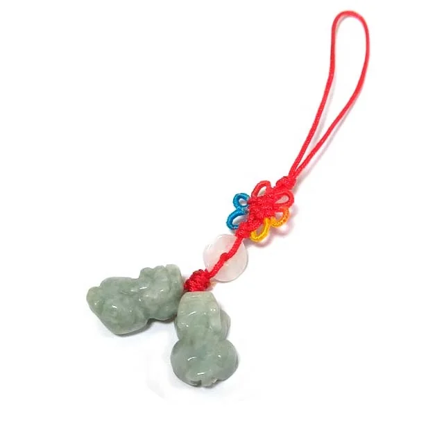 Jade twin Pi Xiu pendant carved statues Feng Shui Pi Yao natural gemstone pendants hanging ornament for Chinese festival