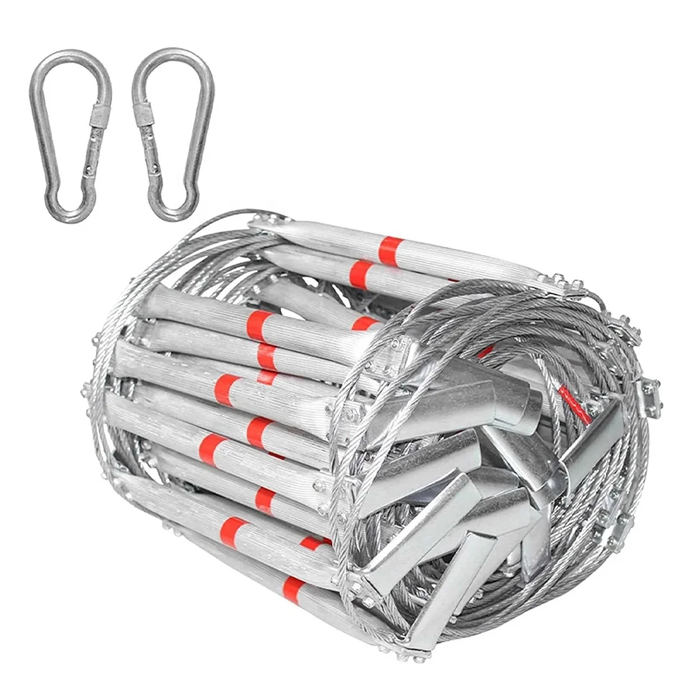 kkmark 10m 15m 20m 25m Folding Altitude Work Safety Aluminum alloy Fireproof steel wire rope ladder for self climbing truss