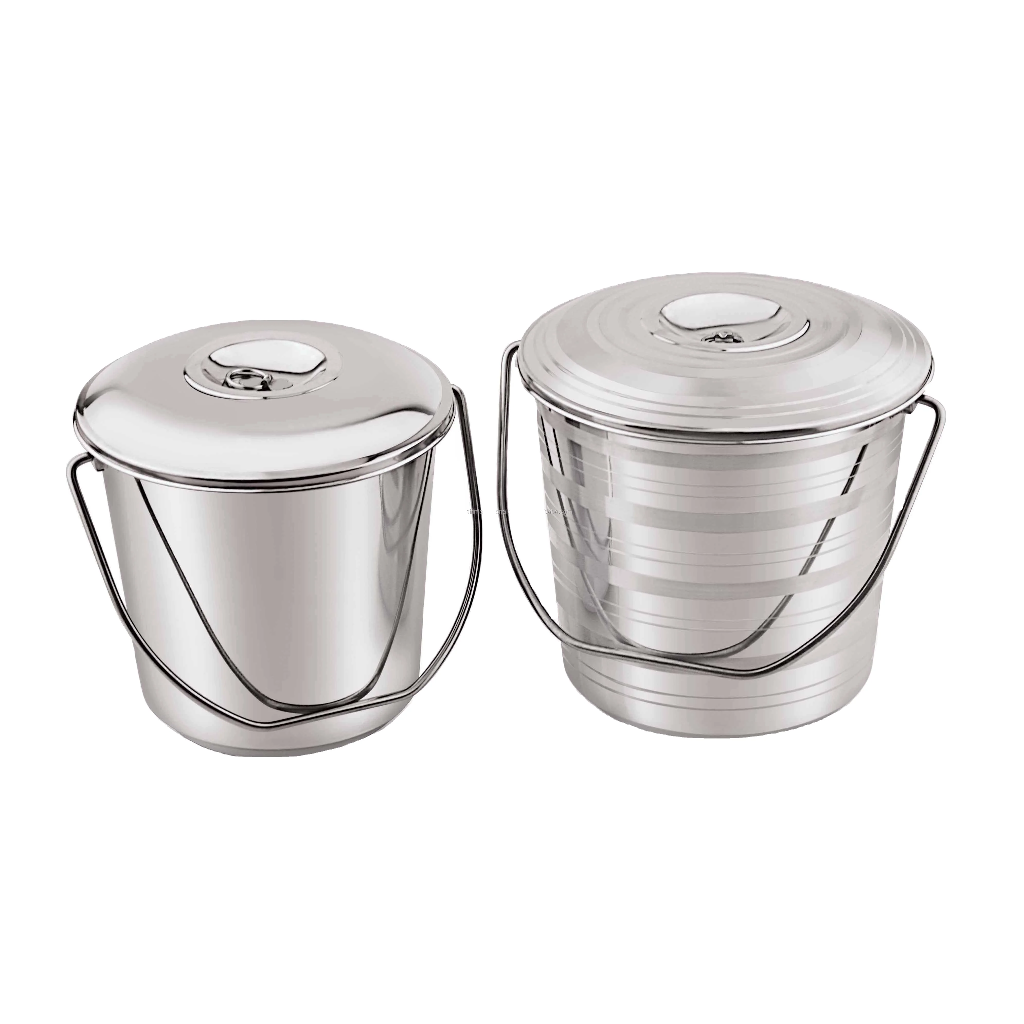 Stainless Steel Rust Free Household One PC Bucket With & Without Cover for Home