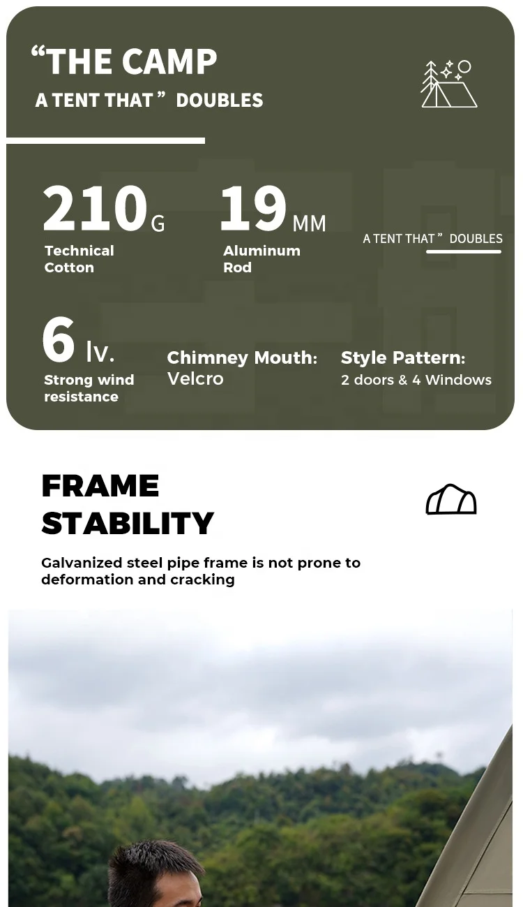 Four Season 20m2 Custom Storm Shade Dome Camping Tent With Aluminum Alloy Poles For Outdoor Camping Fishing Hunting