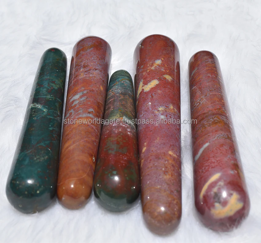 Crystal Bloodstone Massage Wand, Smooth Polished Wand Massager Wholesale Bloodstone Wand for Sale Form Stone World Agate Natural