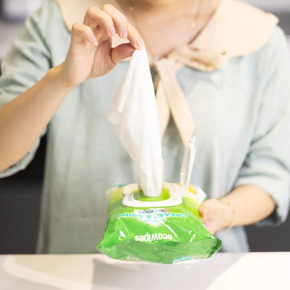 Quality Non-Woven Spunlace Wet Wipes 99% Bacteria Cleaning for Kitchen Oil and Cooking Stains for Adults