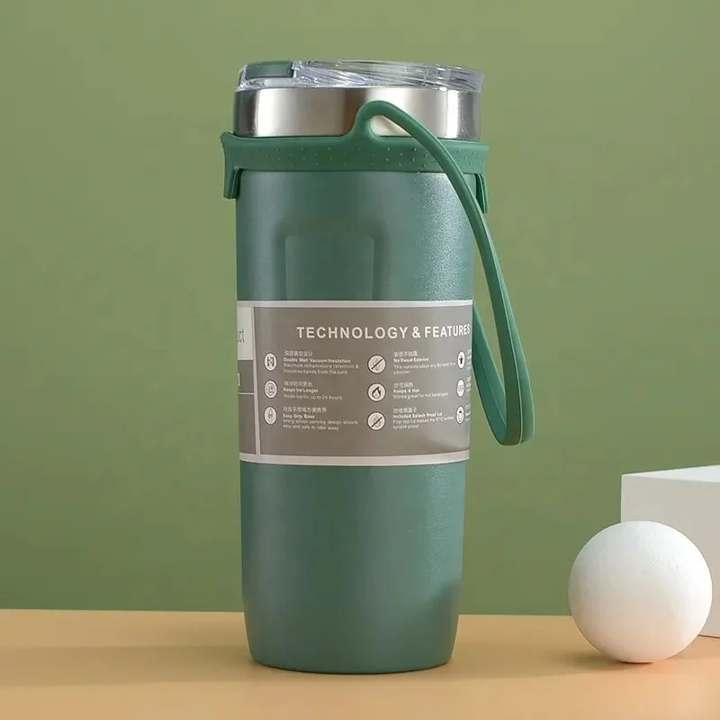 Wholesale Stainless Steel Vacuum Flasks & Thermoses Travel Coffee Cup With Silicone Cup Sleeve