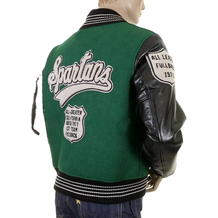 wholesale supplier custom printing high quality Men Leather Varsity Jackets