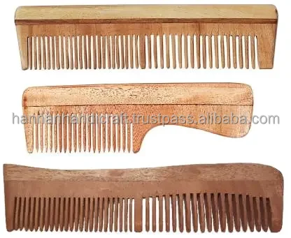 Antique Style Wooden Comb for Making Hairstyle Handmade Neem Wood Eco Friendly Solid Wood Comb for Remoivg Detangles