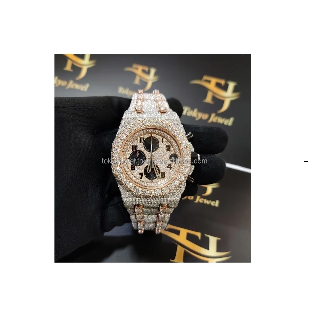 41MM Hip Hop moissanite Diamond Watch Round Cut Customize Micro Pave Setting At Cheap Price
