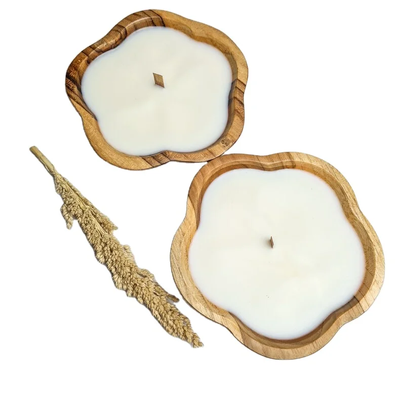 High Quality Best Selling Wood Candle Flower Shaped Dough Bowl from Vietnam