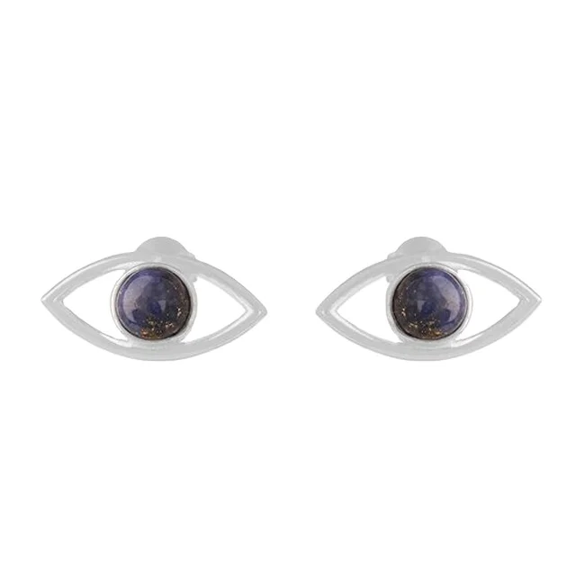 Funky and Bohemian Personal Fashion Women 925 Sterling Silver Evil Eye Stud Silver Earrings  on Casual Wear at Top Selling Price