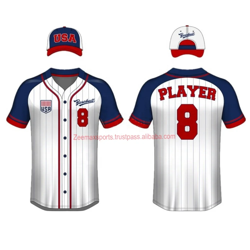 Men / Women Custom Embroidered + Sublimation Baseball Jersey With Hat