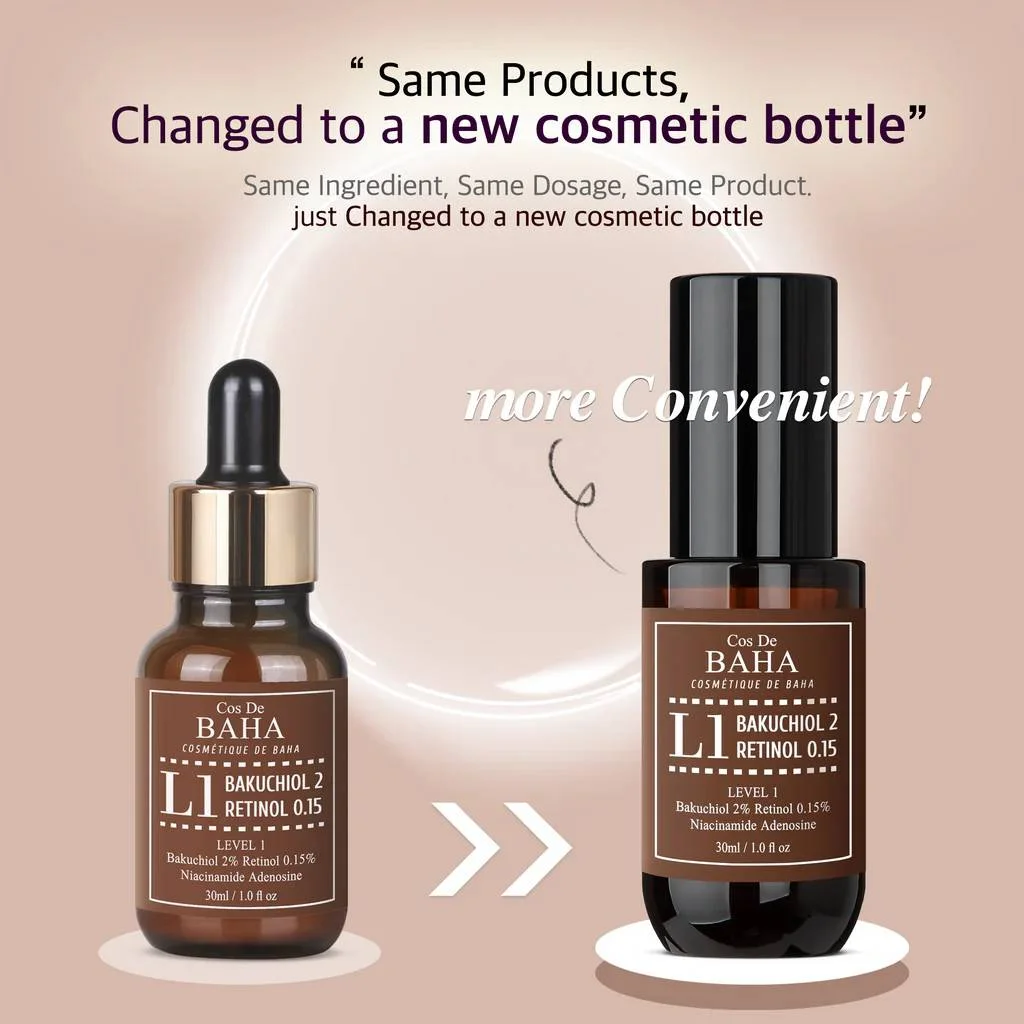 Cos De BAHA L1 Bakuchiol & Retinol Serum (L1) Anti-Aging dark spots Korea skincare for wholesale only