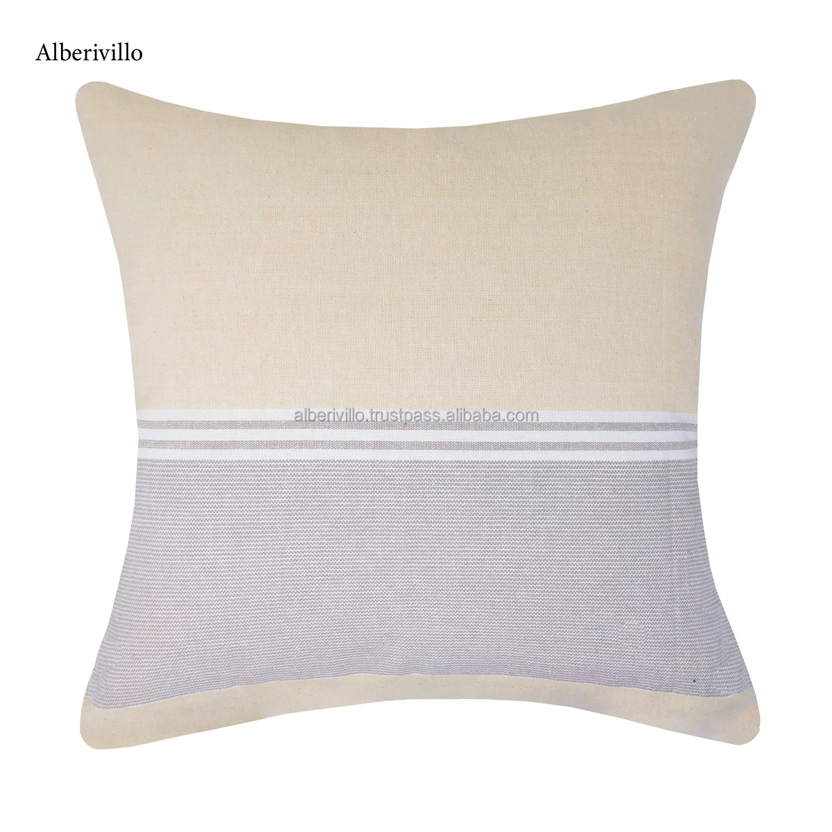 White Ivory Dobby Striped Home Decorative Pillow Cover Square Woven Cushion Cover Handmade Boho Pillow Case