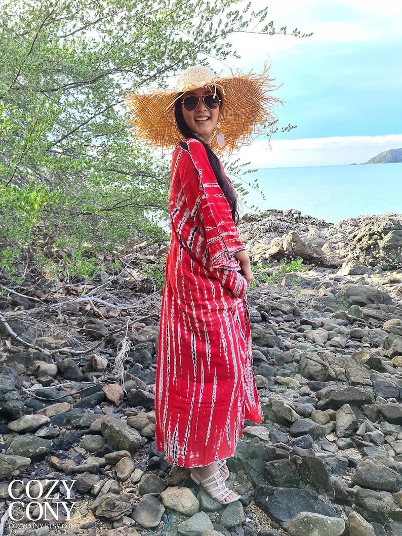 One Pieces Tie And Dye Printed Long Gown Dress Casual Wear Kaftan Style Dress For Women Summer Party Favour