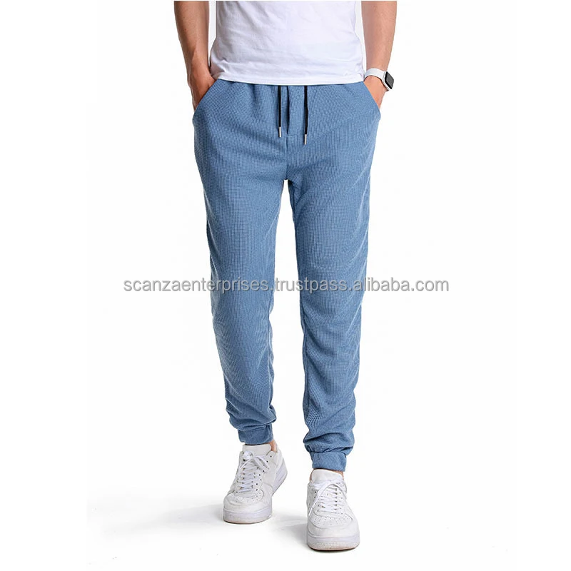 Men Custom Logo Waffle Jogger Pants Men Comfortable Breathable Track Pants