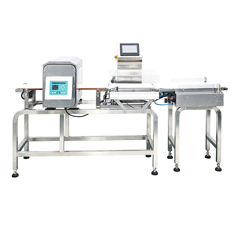 Automatic combined check weigher and metal detector for food industry