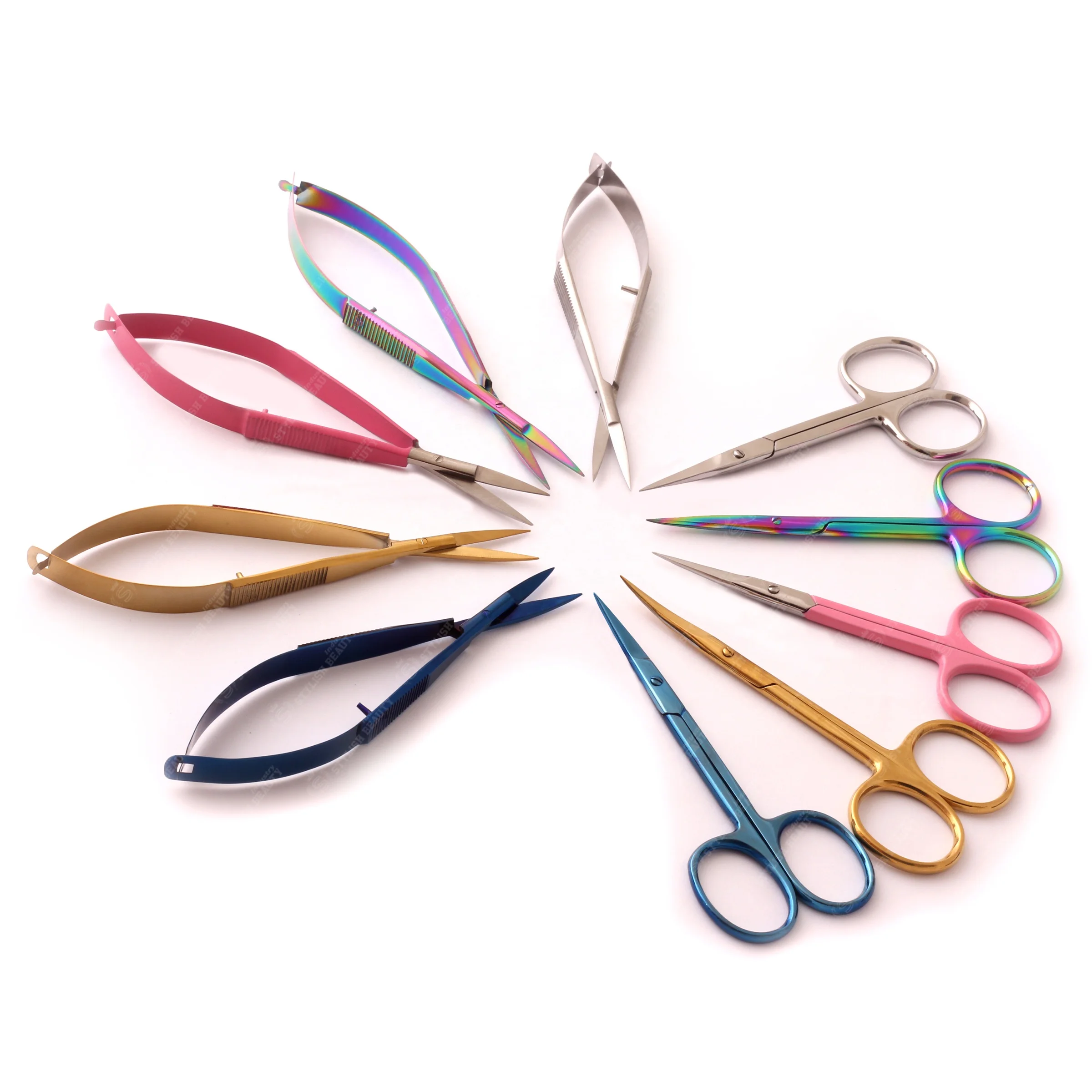 Manicure Tools Professional Cuticle Scissors Eye Brow Squeeze Spring Scissors Cutter Open Eye Micro scissors