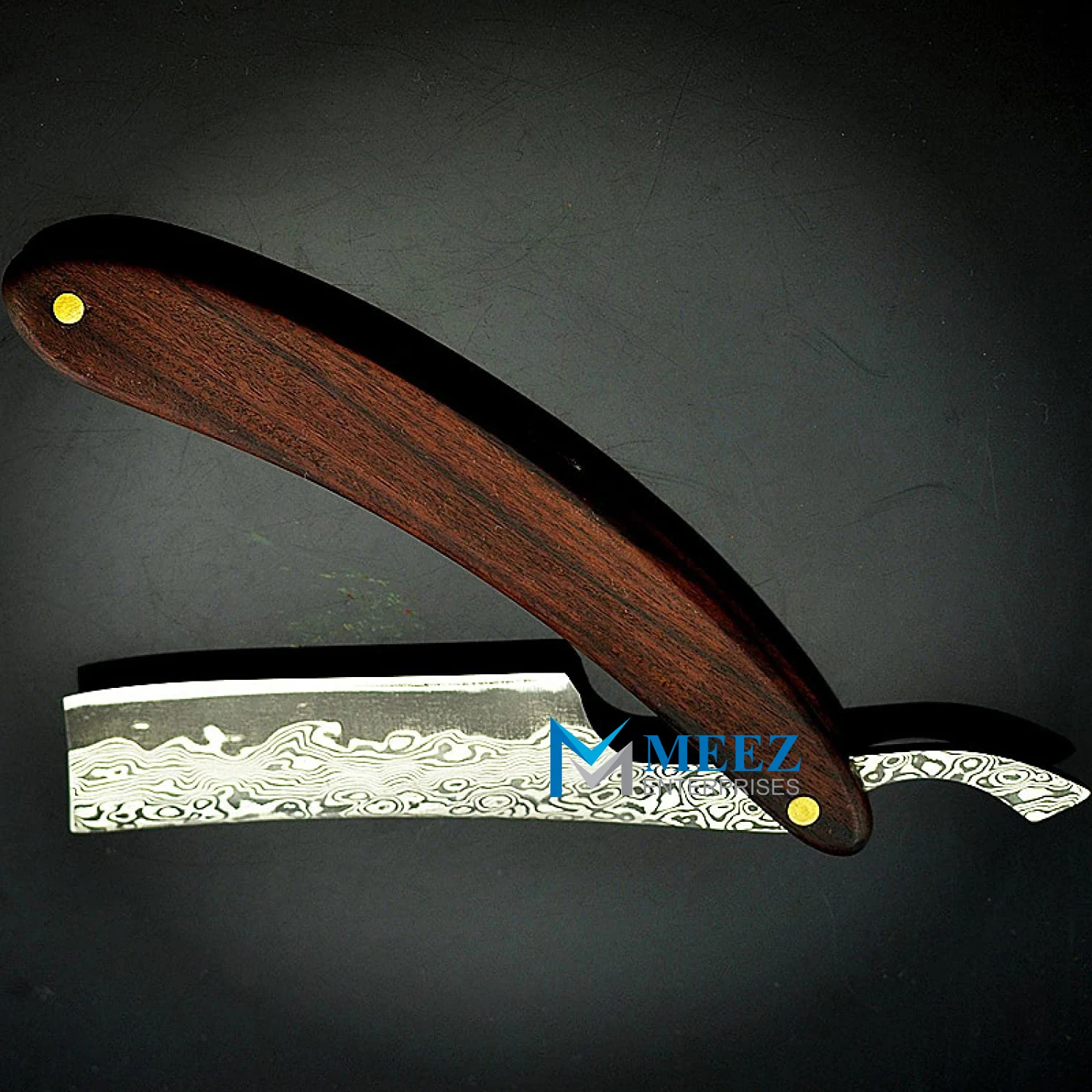 Professional Straight Edge Razor Damascus Pattern Steel Rosewood Handle Razor Beauty Tools