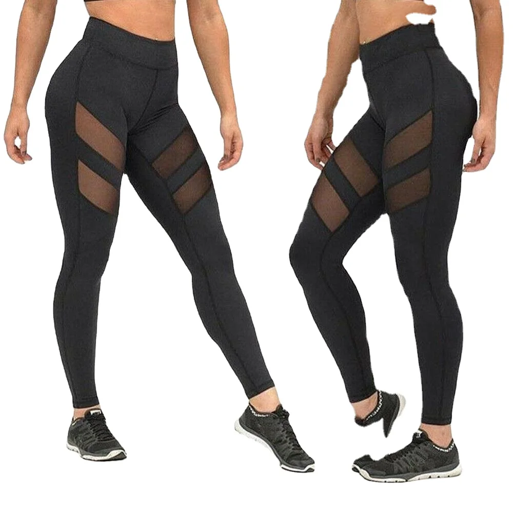 Women Nylon Spandex Compression Sport Fitness Yoga Pants High Waisted Workout Gym Booty Leggings with Pocket OEM Style Packing