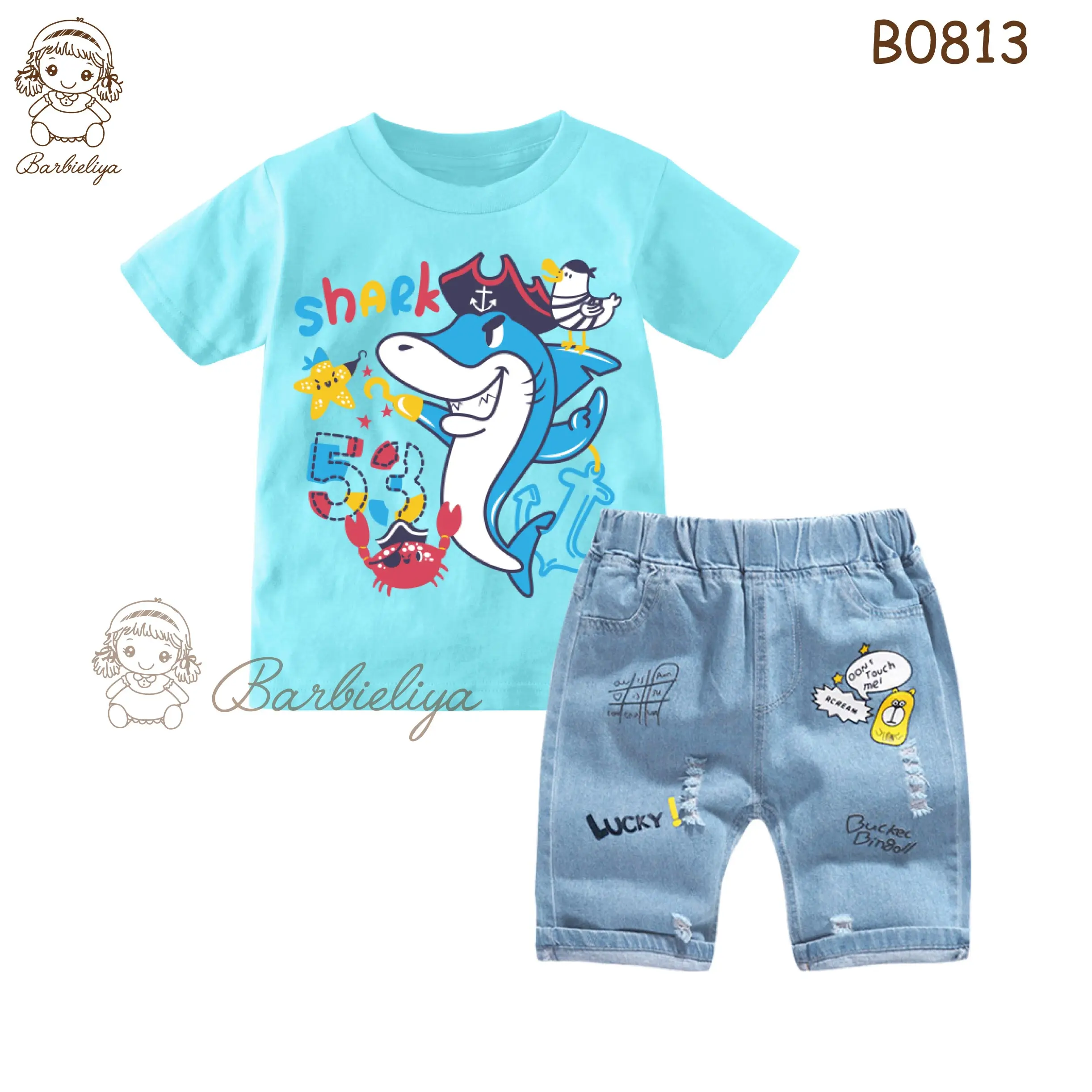 Barbieliya Boy 2 pieces top and pant kids denim set
