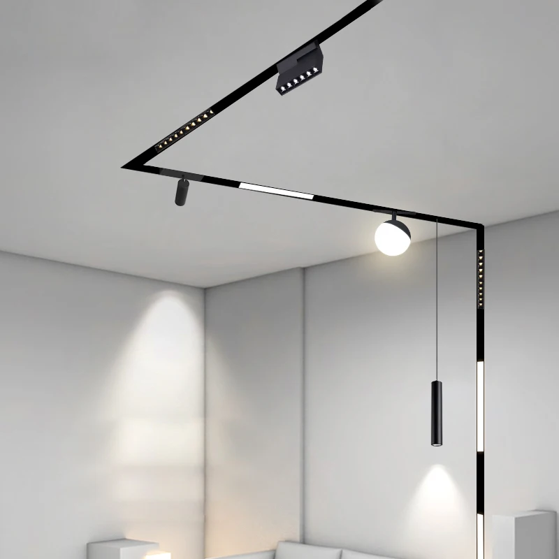 Hotel lobby with LED surface mounted magnetic track light LED linear grid light