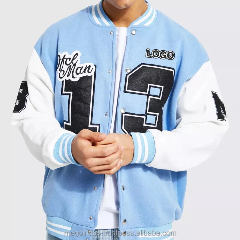 custom Design blank casual mens bomber Letterman varsity jacket plus size navy blue baseball college Jackets