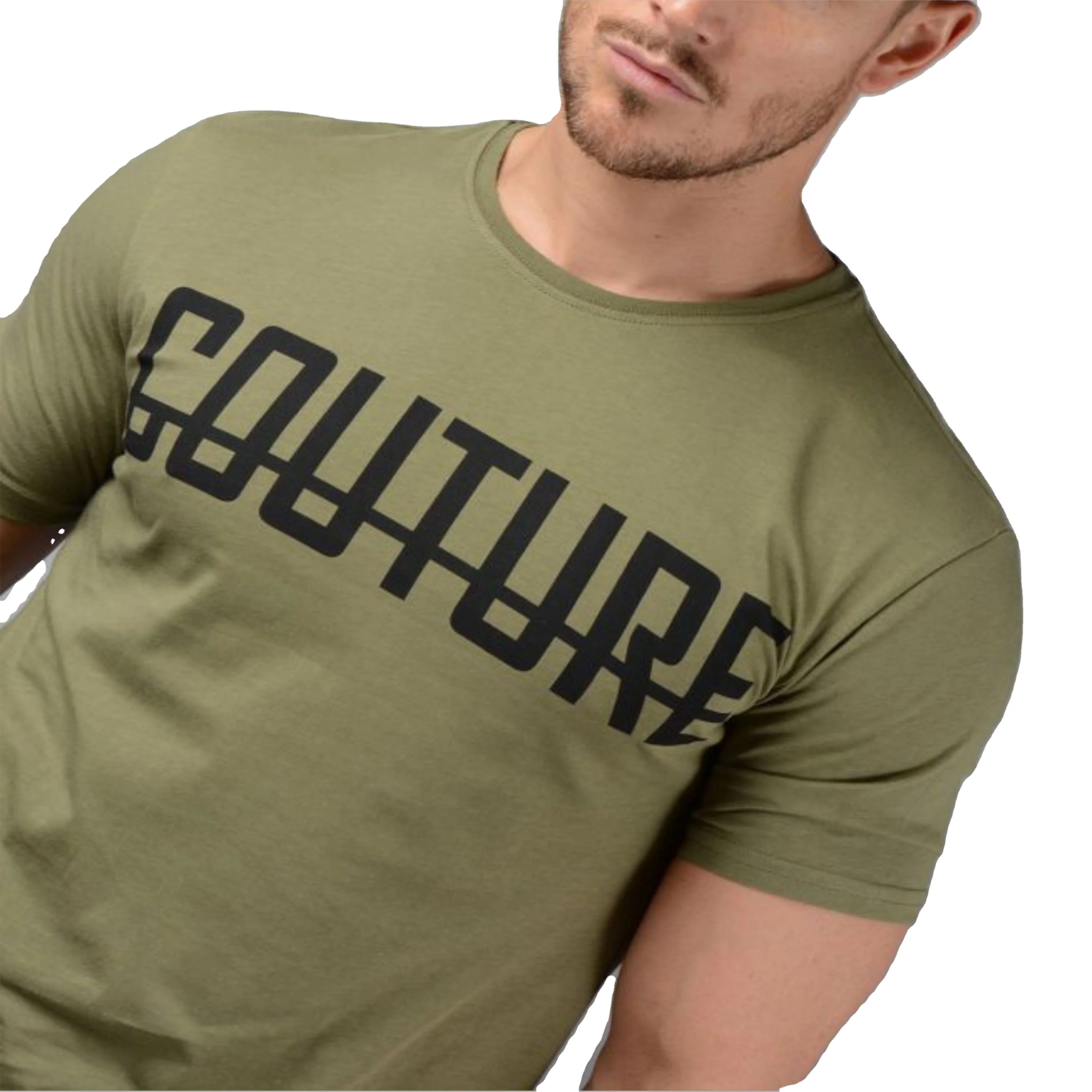 Wholesale Mens Fashion Breathable Plain Longline T-Shirt Khaki/Army Green T Shirt Factory Price Manufacturer