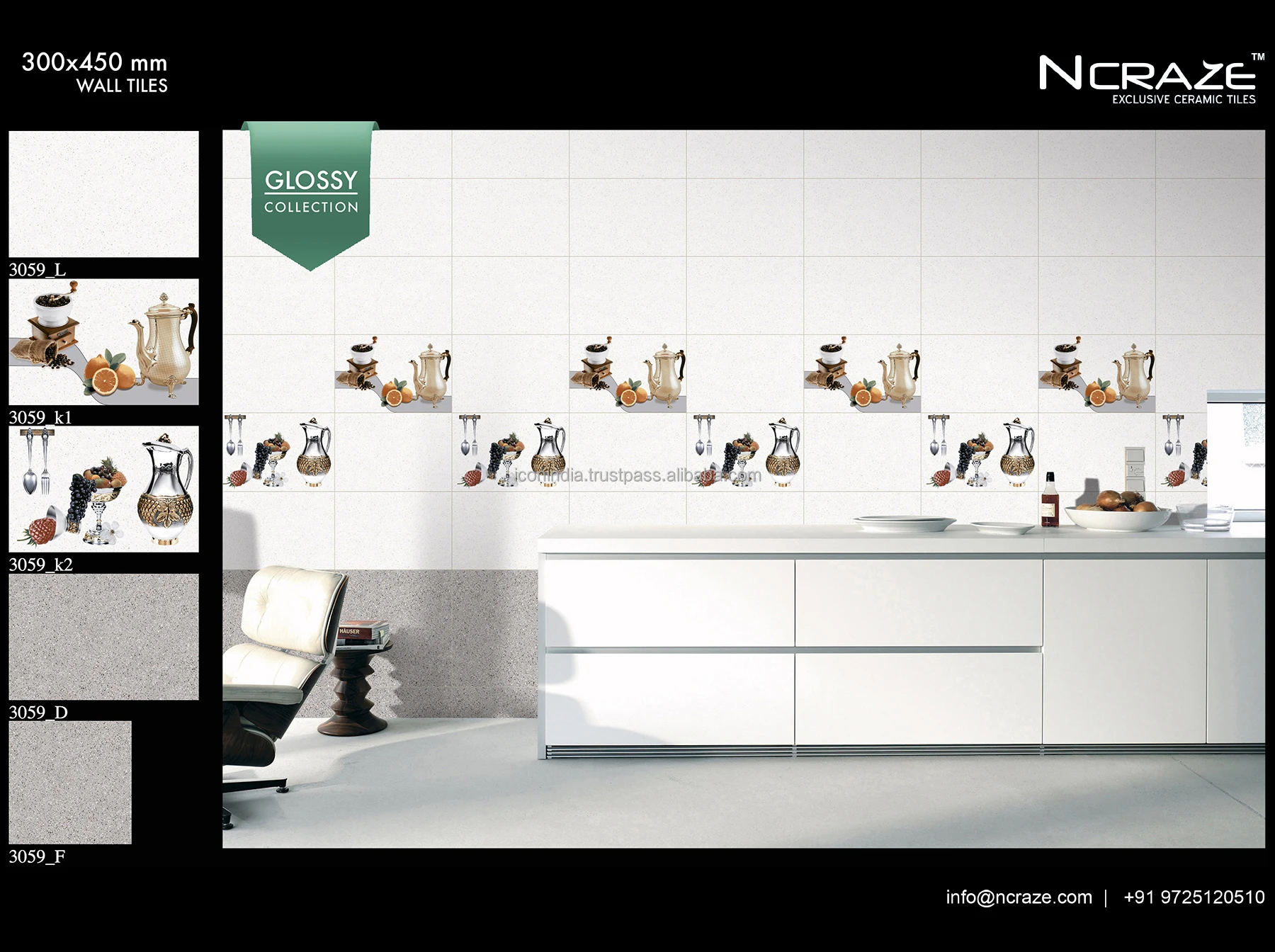 Керамическая настенная плитка по очень низкой цене размером 300x450 мм с глазурованной глянцевой отделкой для