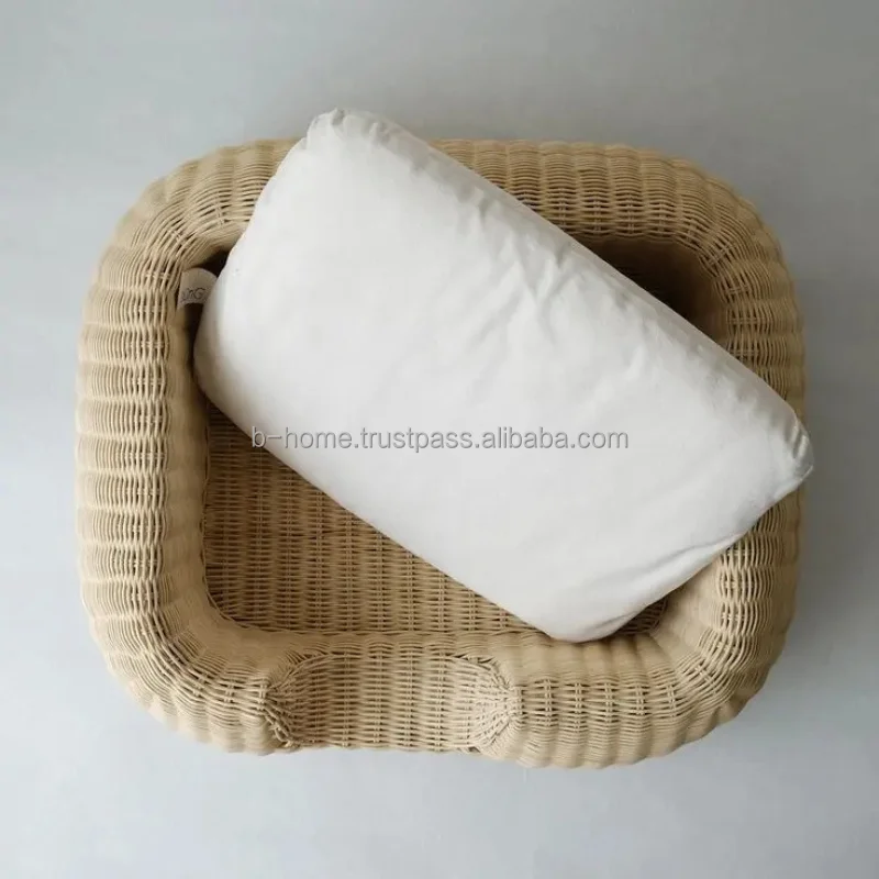 Wholesale Natural Rattan Pet Bed from Vietnam Hand Woven in Blue and Pink Breathable Wicker Material Direct Buy