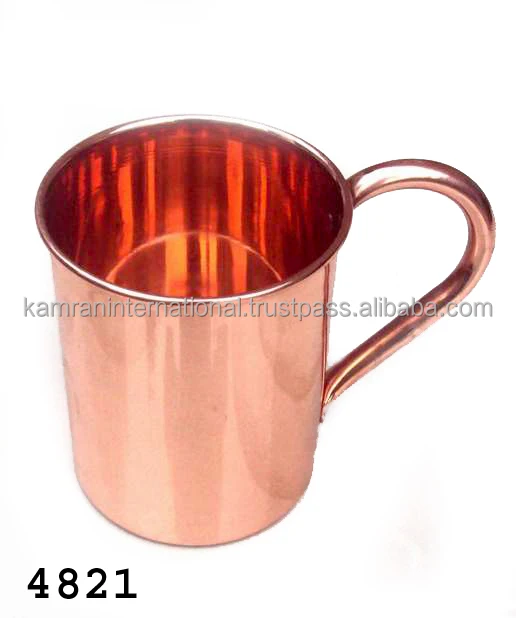 BPA FREE 100% COPPER CYLINDER SHAPED MULE MUG WITH COPPER HANDLE HANDCRAFTED COPPER MUG