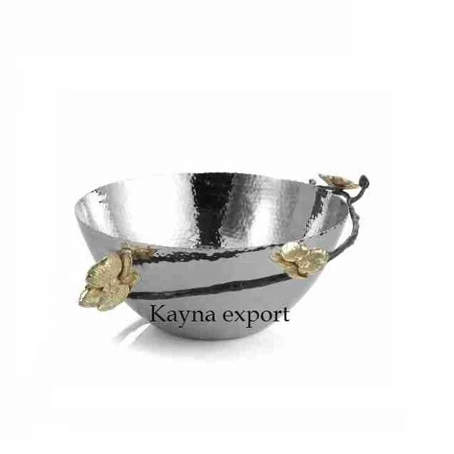 modern decorative silver decorative dates and popcorn bowl nickel plated most selling bowl for candy and sweet server use