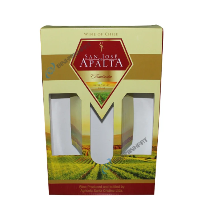 Custom Logo Printed High-End 2-Bottle Wine Box Corrugated Board Kraft Paper for Beer Red Wine & Vodka with Handle Window