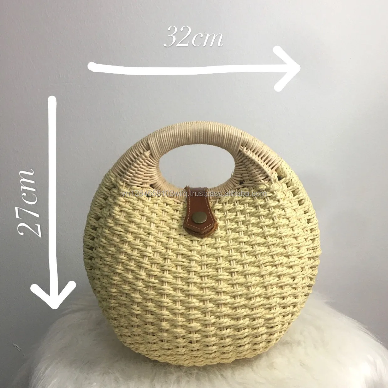 Eco friendly Clutch Bag for Woman Straw Handbag with Leather Magnet Made in Vietnam OEM ODM Fashionable Shoulder Bag Girls