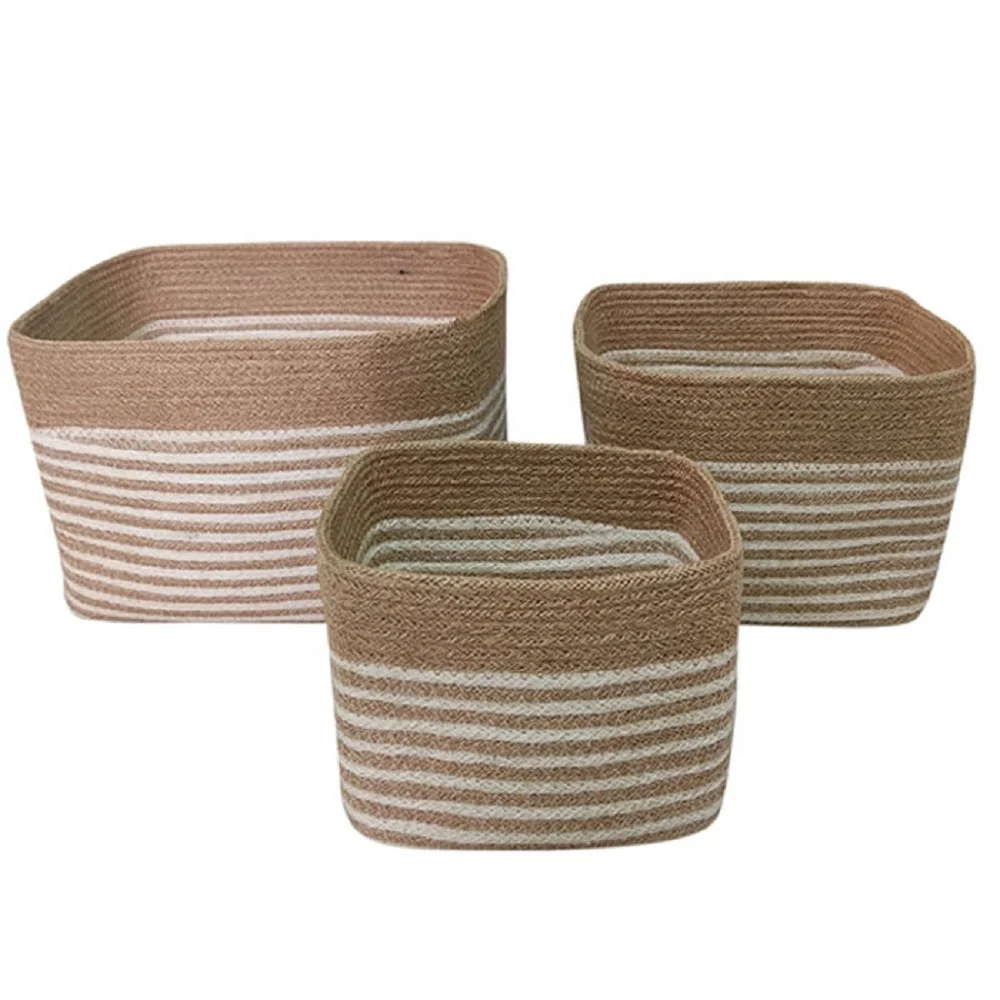 Customized Eco-friendly Sustainable Wholesale Beautiful Jute Rope Storage  Baskets For Home.