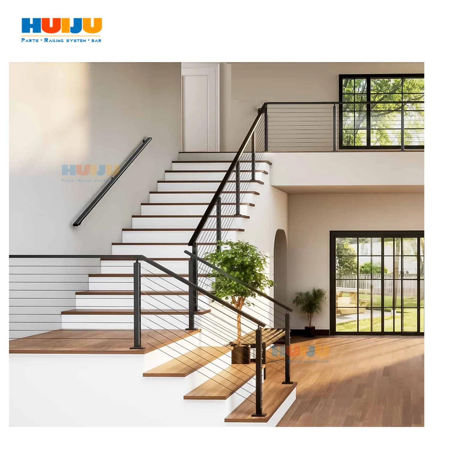 HJ-strength and Stability Tube Railing for the Whole System Round Post Handrail Tubes Can Replace Easy