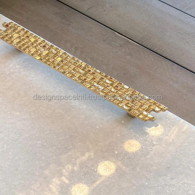 White Marble Serving Tray with Gold Mosaic Handles at best rate