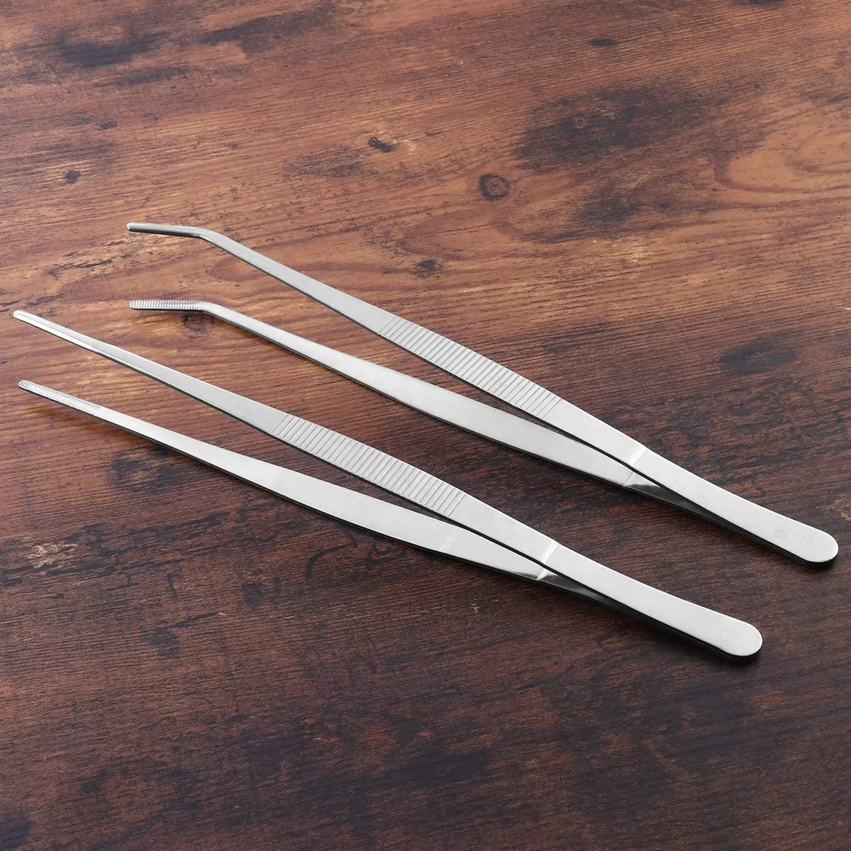 VORCOOL Stainless Steel Straight and Curved Nippers Tweezers Feeding Tongs for Reptile Snakes Lizards Spider 2 Pcs Set