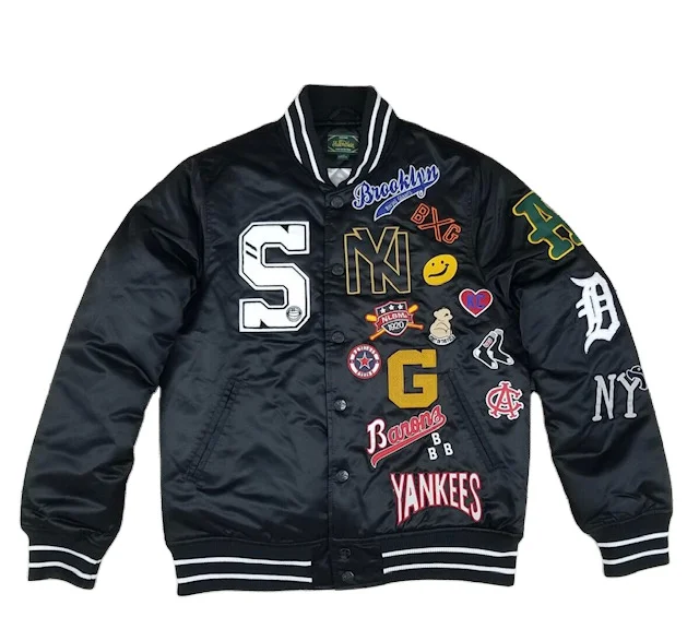 Атласные куртки Letterman, легкая куртка, сделанная на заказ, для колледжа, бейсбола, атласная куртка из полиэстера