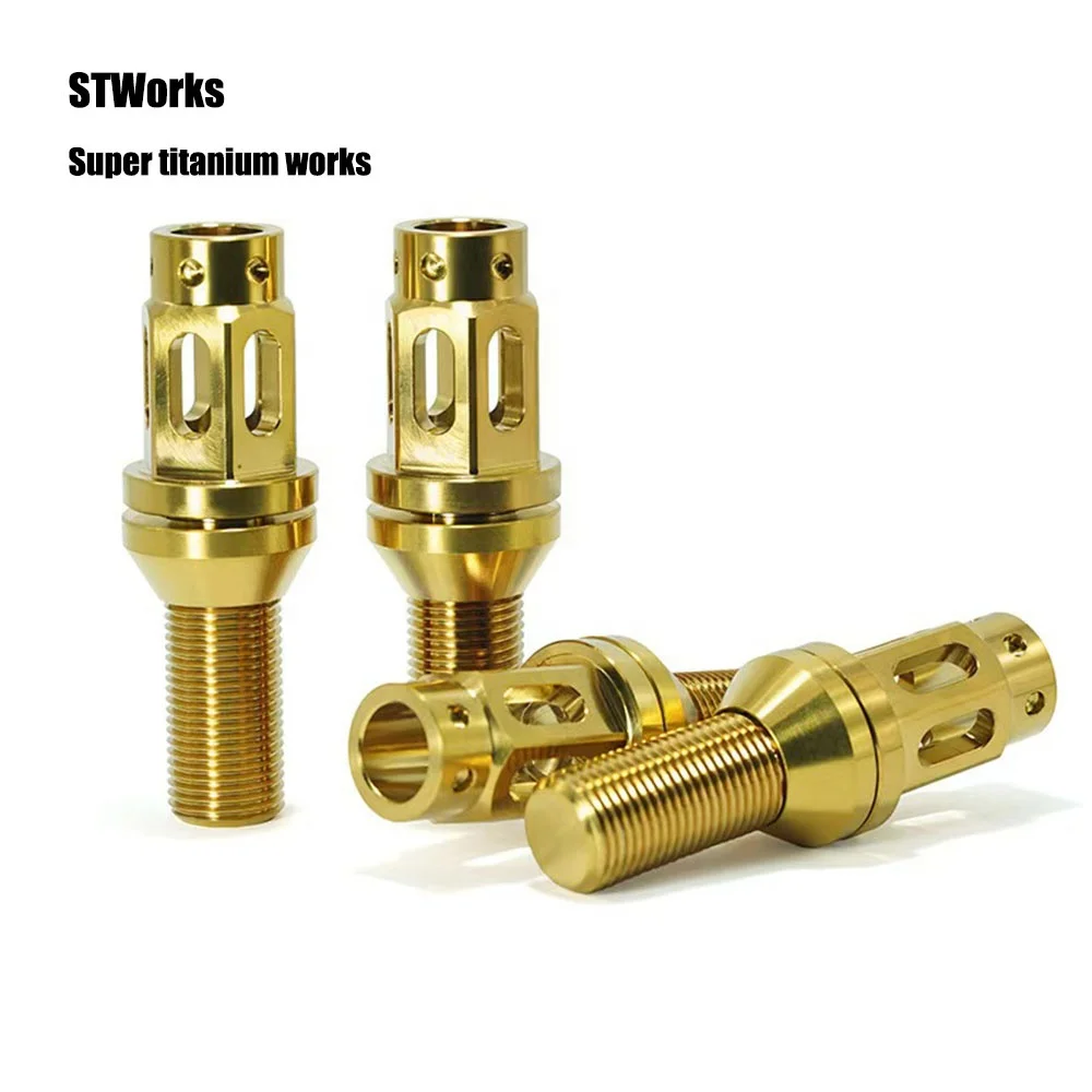 CNC Machining auto modification  Titanium alloy Bolt Custom conical seat Car Rim Bolts  M14X1.25 /1.5