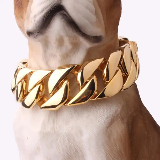 Factory Direct Sale 32mm Gold Chain Dog Collar