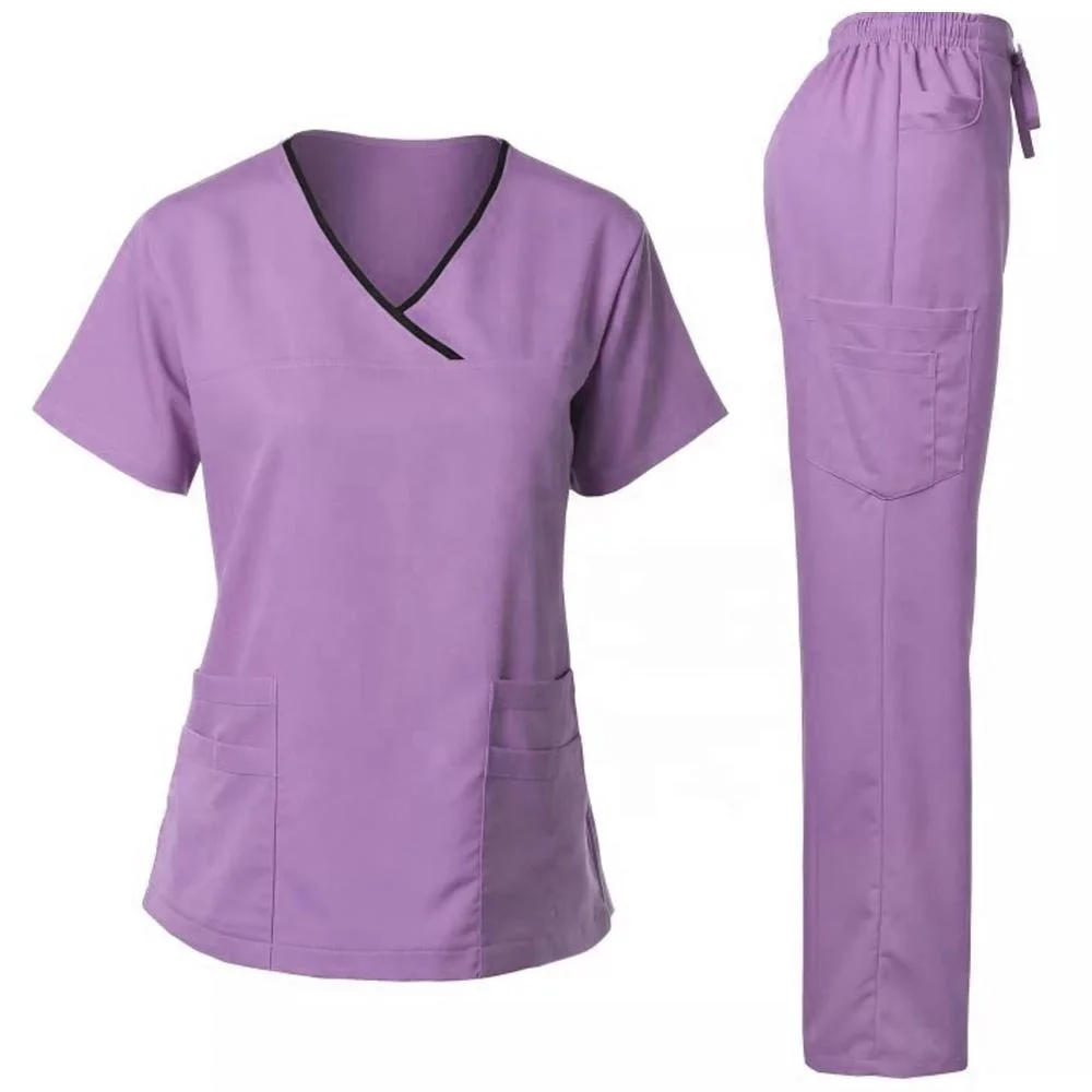 Wholesale High Waisted Custom Color Nursing Hospital Medical Uniform Nurse Scrubs Suits Top Jogger Pants Uniforms Sets