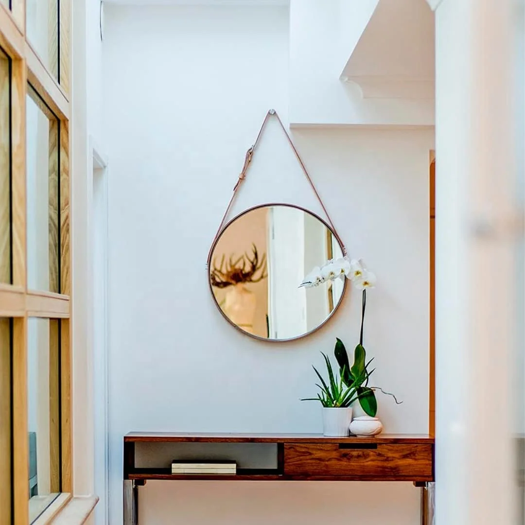 Pleasant Wall Hanging Mirror With Adjustable Strap Premium Pure Metal Round Mirror For Your Bedroom 51*51 CM