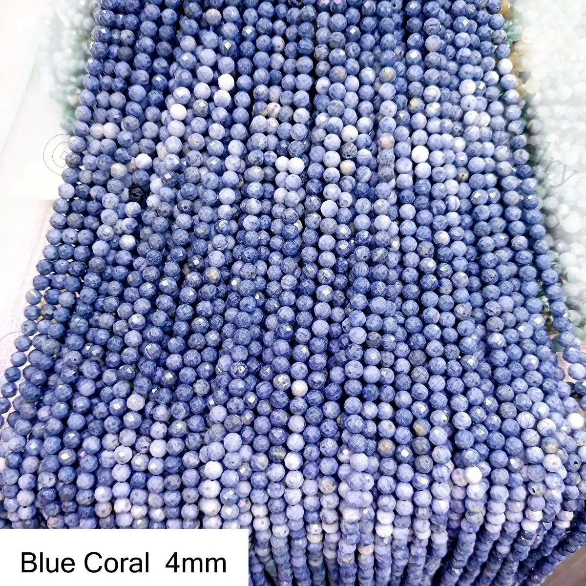 
Faceted Gemstone Round Beads _ Blue Coral - 4mm 