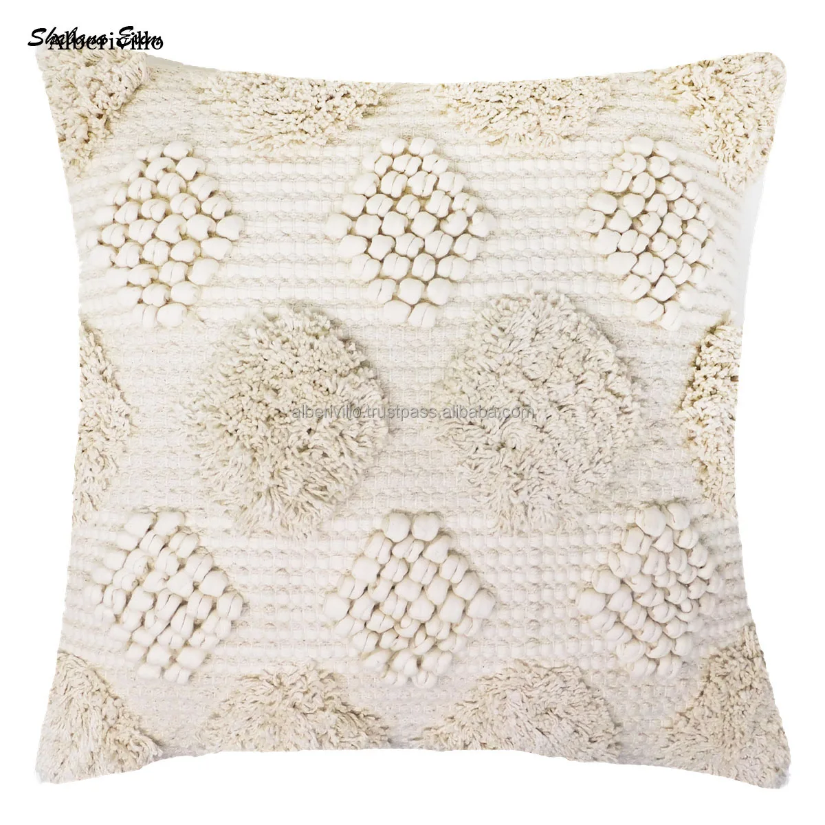 New Design Bohemian Solid Pillow Case Cotton Diamond & Cut Loop Cushion Cover Sofa Bed Decorative Pillow Cover from India